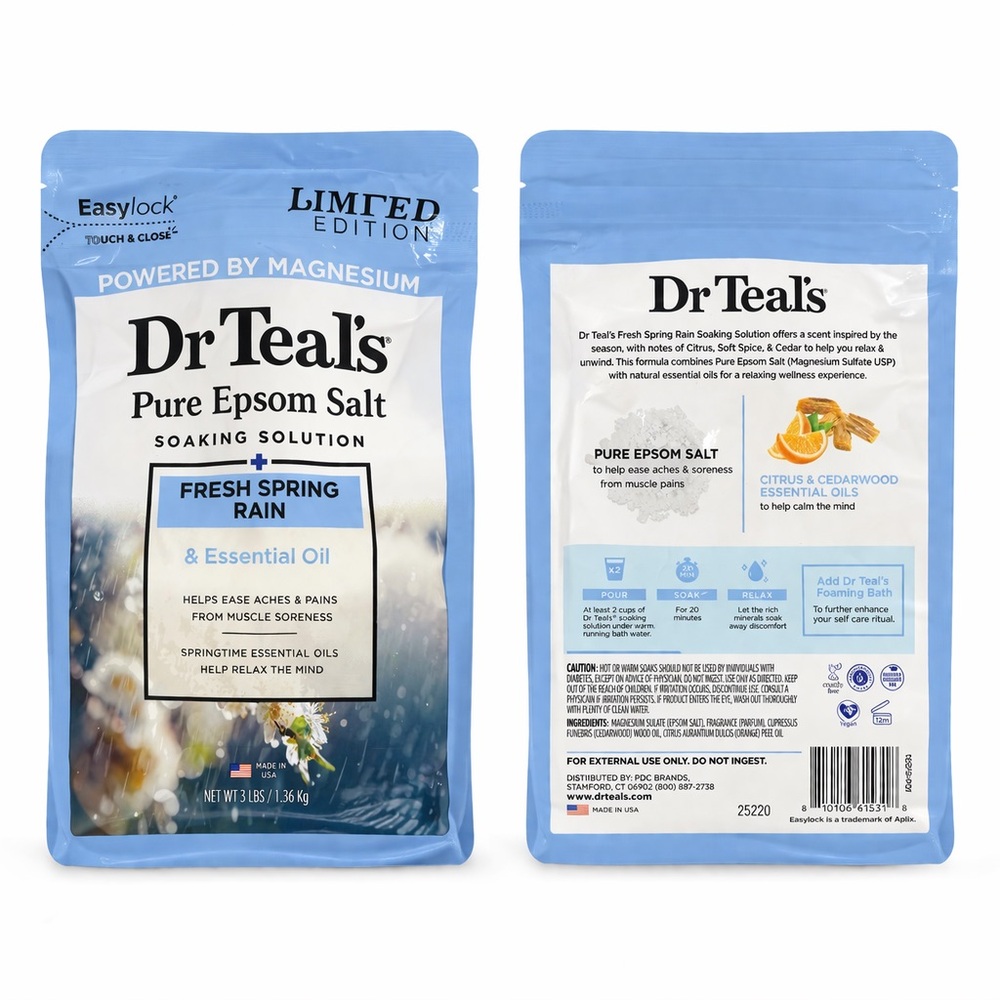 Dr Teal's Pure Epsom Salt Soaking Solution - Fresh Spring Rain (Blue)